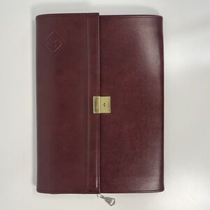 Hazel Leather Portfolio Briefcase Document Organizer Vintage Burgundy Soft Case